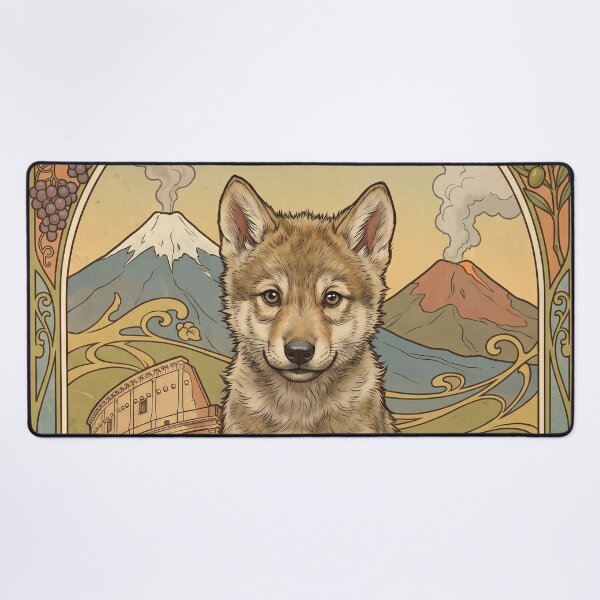 Item preview, ITALIA Travel Illustration - Art Nouveau Wolf Sitting designed and sold by ZUMERI.