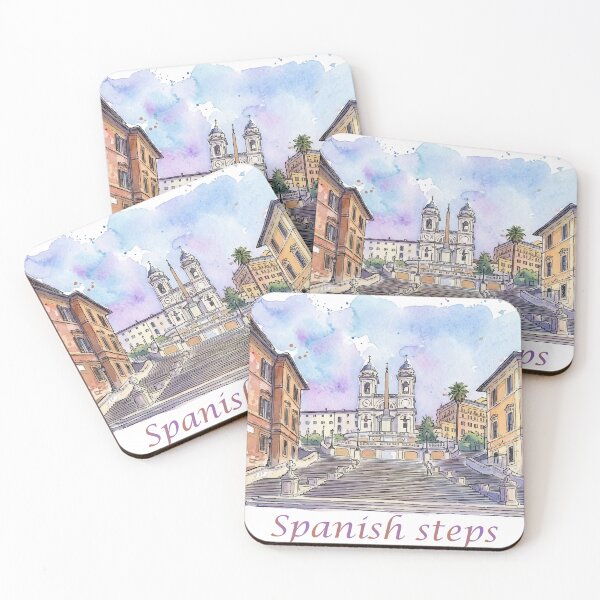 Item preview, Rome Italy Spanish Steps Watercolor Art designed and sold by NareArt.