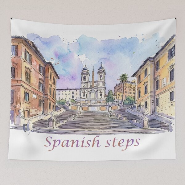 Item preview, Rome Italy Spanish Steps Watercolor Art designed and sold by NareArt.