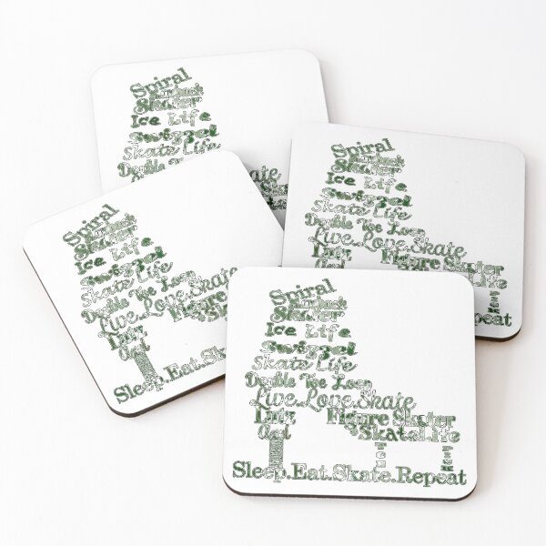 Item preview, Figure Skate- Skate Terms in Greens and White Fluid Paint Pour Design designed and sold by Purposely Designed.