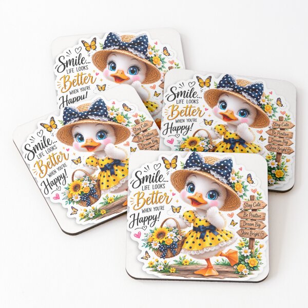 Item preview, Cute Spring Duck Sticker | Smile... Life Looks Better When You're Happy | Kawaii Floral Art designed and sold by Arts121.