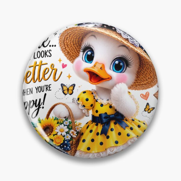 Item preview, Cute Spring Duck Sticker | Smile... Life Looks Better When You're Happy | Kawaii Floral Art designed and sold by Arts121.