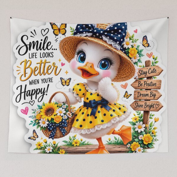 Item preview, Cute Spring Duck Sticker | Smile... Life Looks Better When You're Happy | Kawaii Floral Art designed and sold by Arts121.