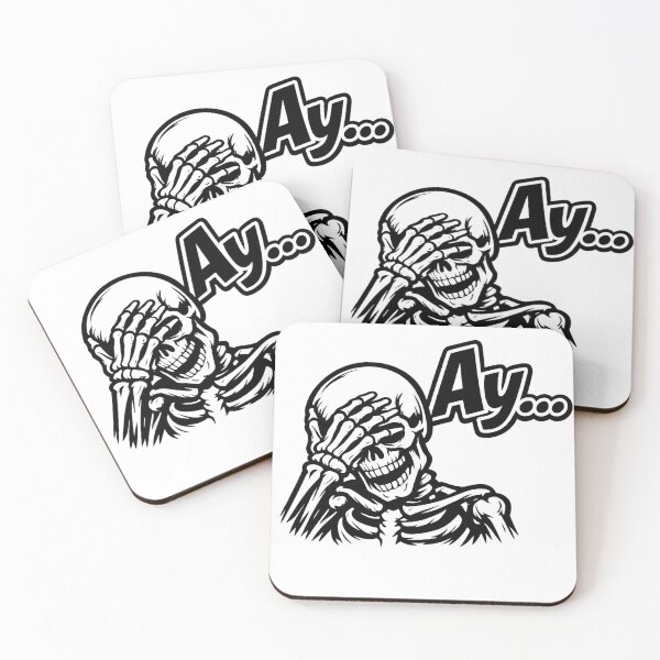 Item preview, Funny Skeleton Facepalm Sticker – "Ay..." Spanish Meme | Laughing Skull Humor | Gothic Cartoon | designed and sold by SkeletonMood.