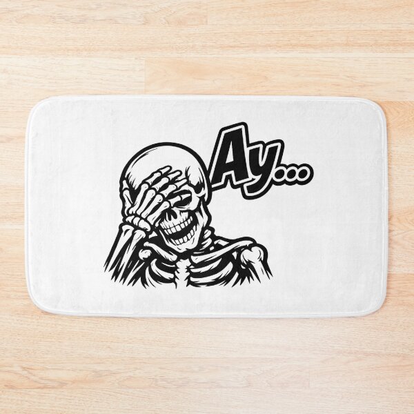 Item preview, Funny Skeleton Facepalm Sticker – "Ay..." Spanish Meme | Laughing Skull Humor | Gothic Cartoon | designed and sold by SkeletonMood.