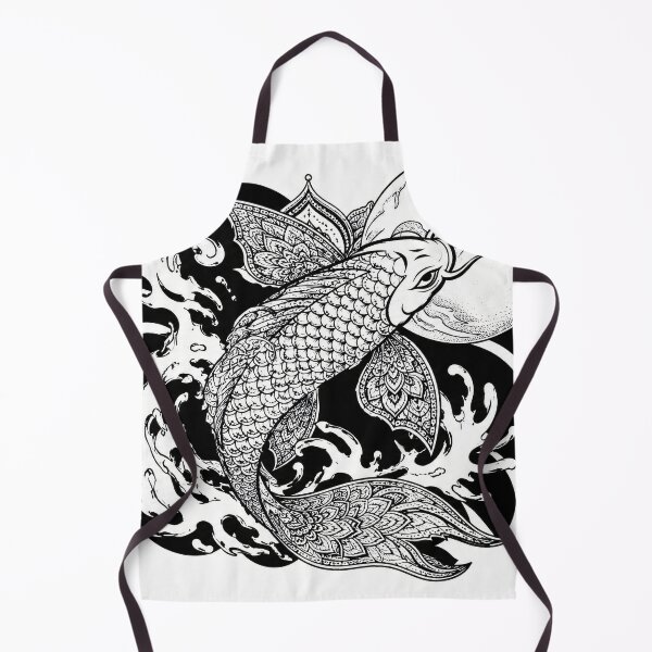 Item preview, Mandala Koi Fish Art | Black and White Japanese Koi with Mandala Fins | Zen Animal Mandala Wall Art designed and sold by suryabumblee.