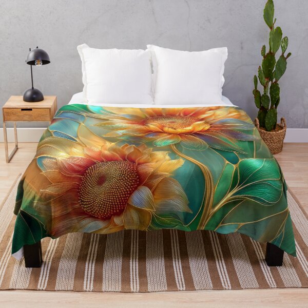 Item preview, Sunflower Stained Glass | Golden Botanical Floral Design designed and sold by MargaretWiktor.