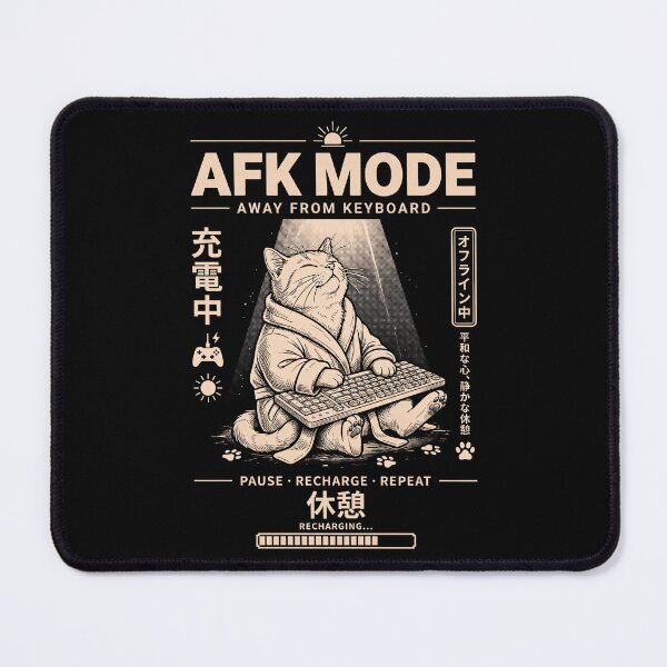 Item preview, AFK Mode Japanese Cat - Cute Kanji Otaku T-Shirt designed and sold by LoFizzy.