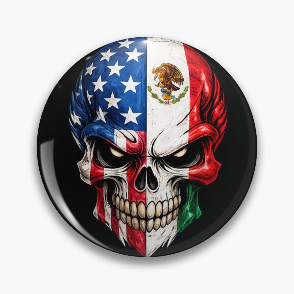 Item preview, Mexico Skull Mexican American Flag Chicano designed and sold by HechoEnAztlan.