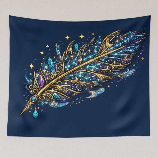 Item preview, Celestial Galaxy Feather | Mystic Cosmic Quill | Zodiac Stars Fantasy Art designed and sold by irfanshikh.