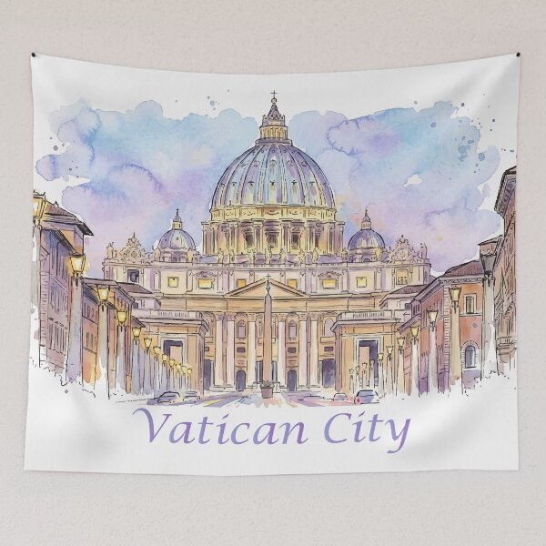Item preview, Vatican City St Peters Basilica Watercolor Art designed and sold by NareArt.