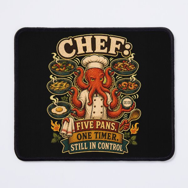 Item preview, Chef Five Pans One Timer Still In Control Octopus Cooking Humor designed and sold by JerdbordinShop.
