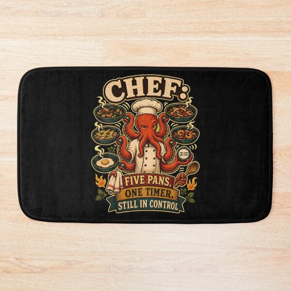 Item preview, Chef Five Pans One Timer Still In Control Octopus Cooking Humor designed and sold by JerdbordinShop.