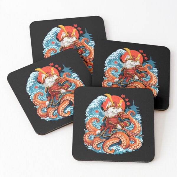Item preview, Samurai Cat and Octopus Beneath the Rising Sun designed and sold by crouchingpixel.