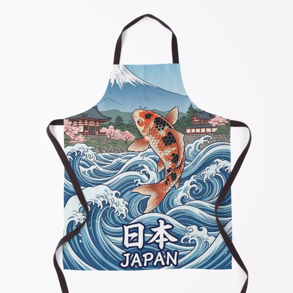 Item preview, JAPAN Travel Illustration - Ukiyo-e Koi Jumping designed and sold by ZUMERI.