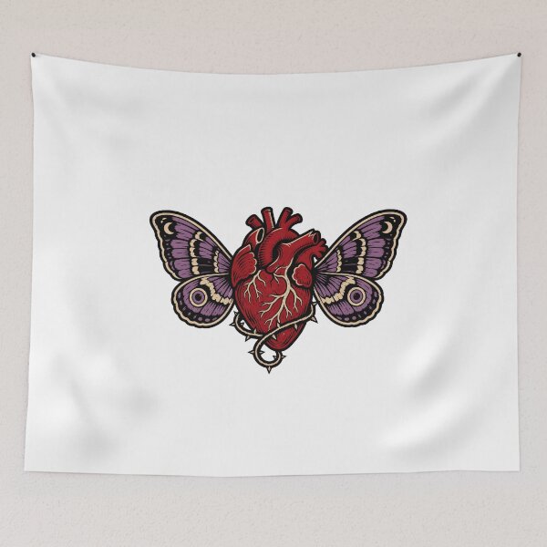 Item preview, Anatomical Heart Moth Wings Gothic Tattoo Design designed and sold by BoyleDesignShop.