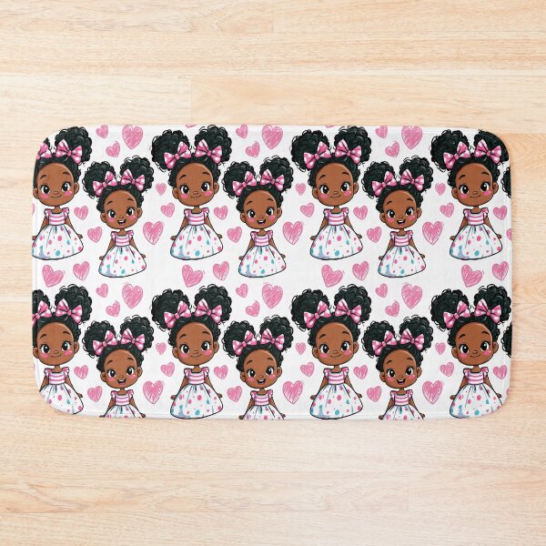 Item preview, Kawaii Girl Twins Afro Puffs Ribbons and Bows Print Pattern designed and sold by RichardRags.
