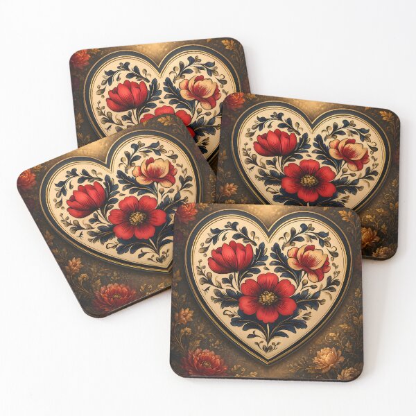 Item preview, Hearts 45 - Vintage Floral Heart Folk Art designed and sold by NikaNavi.