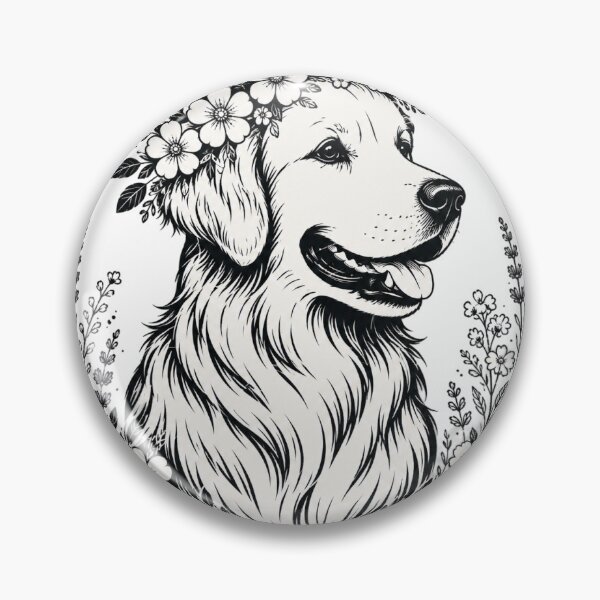 Artikelvorschau, Blumenkranz für Golden Retriever | Botanische Hundezeichnung | Aufkleber für Hundeliebhaber entworfen und verkauft von FrameRoom.