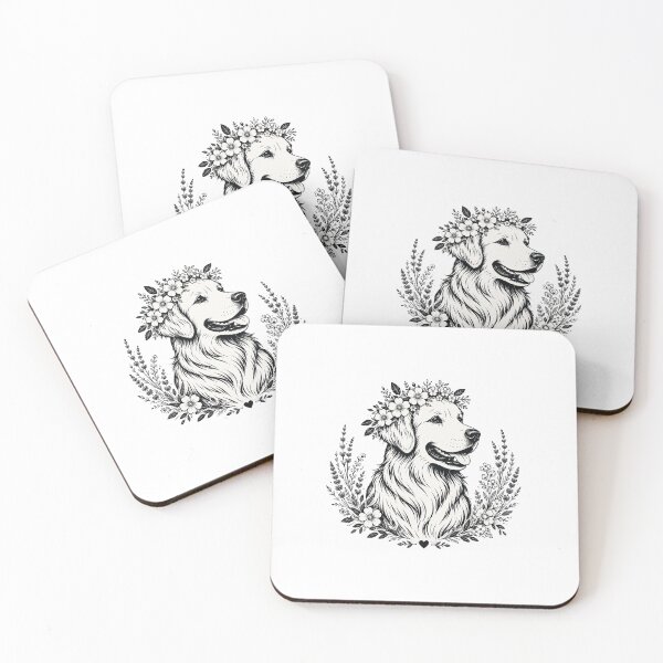 Item preview, Golden Retriever Floral Crown | Botanical Dog Line Art | Dog Lover Sticker designed and sold by FrameRoom.