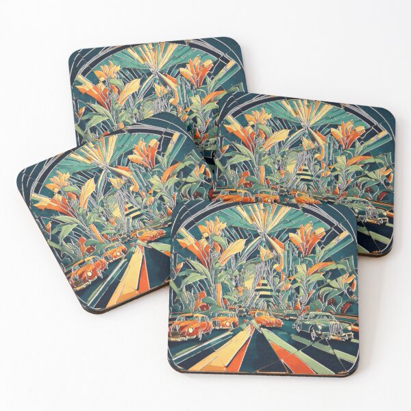 Item preview, Fractal Avenue Vintage Cars and Futuristic Trees designed and sold by GooGoblin.