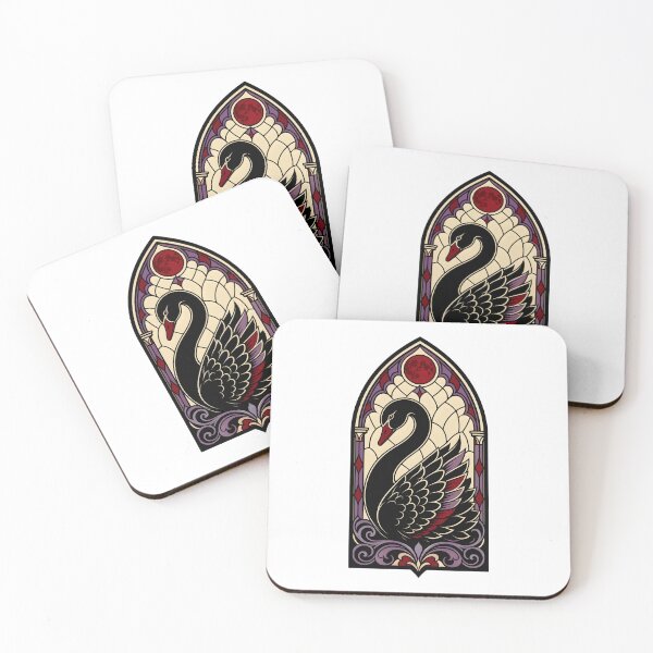 Item preview, Black Swan Gothic Stained Glass Blood Moon designed and sold by BoyleDesignShop.
