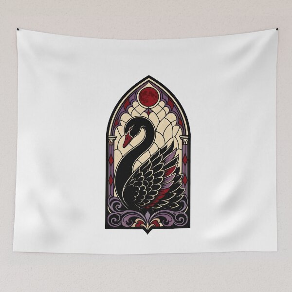 Item preview, Black Swan Gothic Stained Glass Blood Moon designed and sold by BoyleDesignShop.