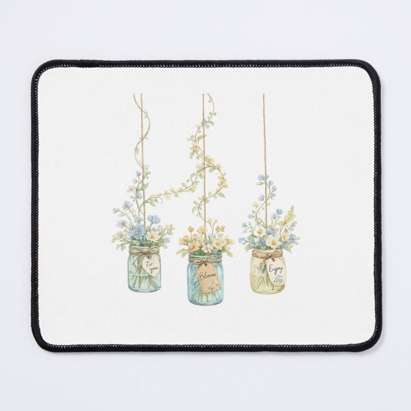 Item preview, Seamless Watercolor Floral Pattern | Hanging Mason Jar Pattern | Wildflower Botanical Print | Cottagecore Fabric Design | Vintage Flower Pattern designed and sold by MimiSabu.
