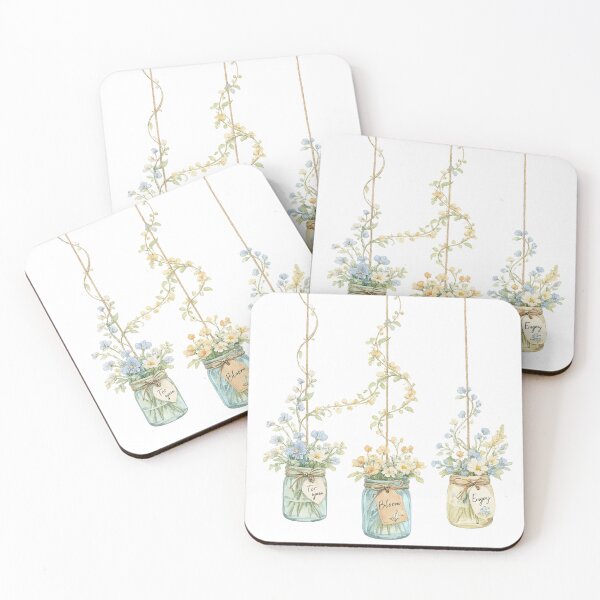 Item preview, Seamless Watercolor Floral Pattern | Hanging Mason Jar Pattern | Wildflower Botanical Print | Cottagecore Fabric Design | Vintage Flower Pattern designed and sold by MimiSabu.