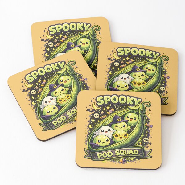 Item preview, Spooky Pod Squad - Cute Kawaii Halloween Peas designed and sold by Human Error Goods.