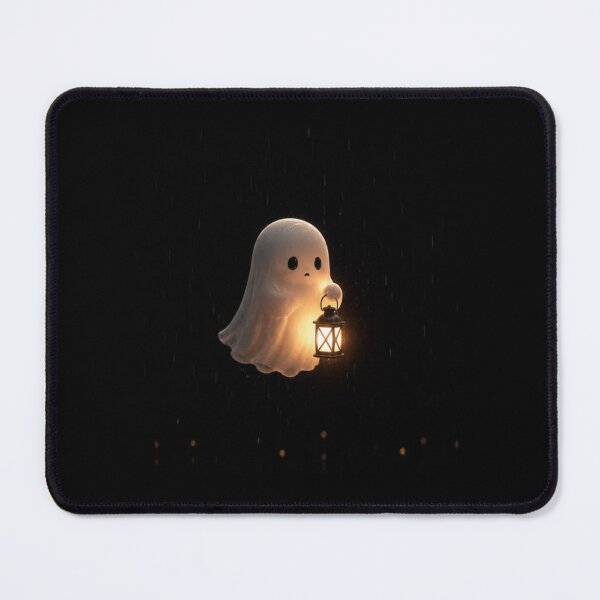 Item preview, Cute Glowing Ghost Holding Lantern in Rain - 3D Cozy Halloween Render designed and sold by GrimNest.