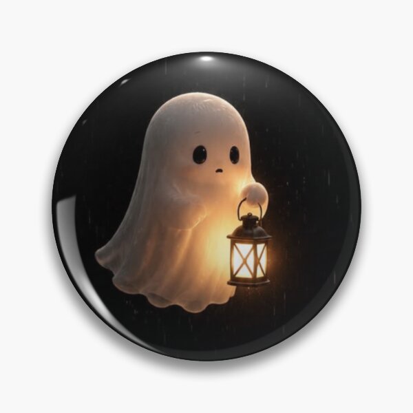 Item preview, Cute Glowing Ghost Holding Lantern in Rain - 3D Cozy Halloween Render designed and sold by GrimNest.
