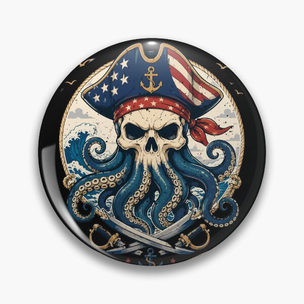 Item preview, Patriotic Kraken Pirate Skull of the High Seas designed and sold by crouchingpixel.