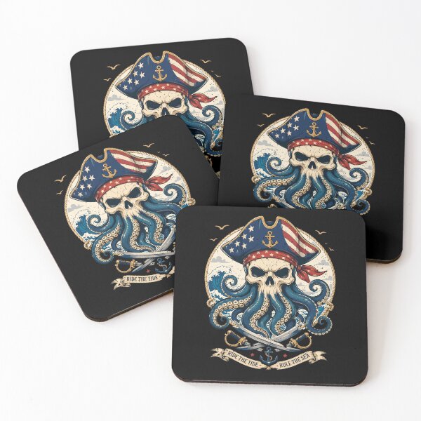 Item preview, Patriotic Kraken Pirate Skull of the High Seas designed and sold by crouchingpixel.
