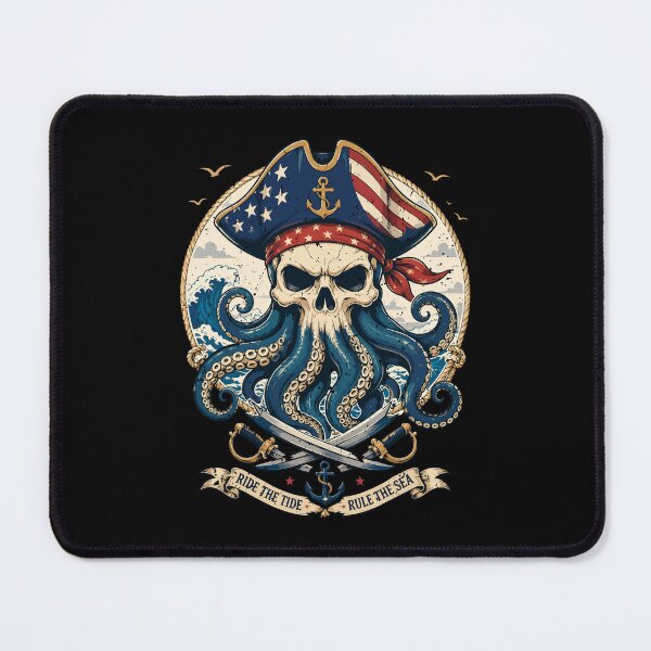 Item preview, Patriotic Kraken Pirate Skull of the High Seas designed and sold by crouchingpixel.