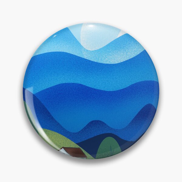 Item preview, Cozy Cottage Landscape | Blue Mountain Scenery | Peaceful Nature Illustration | Minimal Landscape Art | Cottagecore Wall Art designed and sold by MixedMuse24.