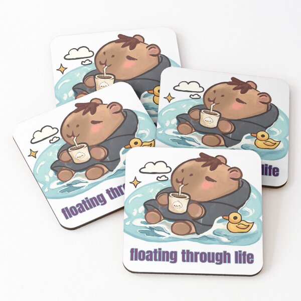 Item preview, Floating Through Life Relaxed Capybara Cozy Kawaii  designed and sold by MariaTsy.