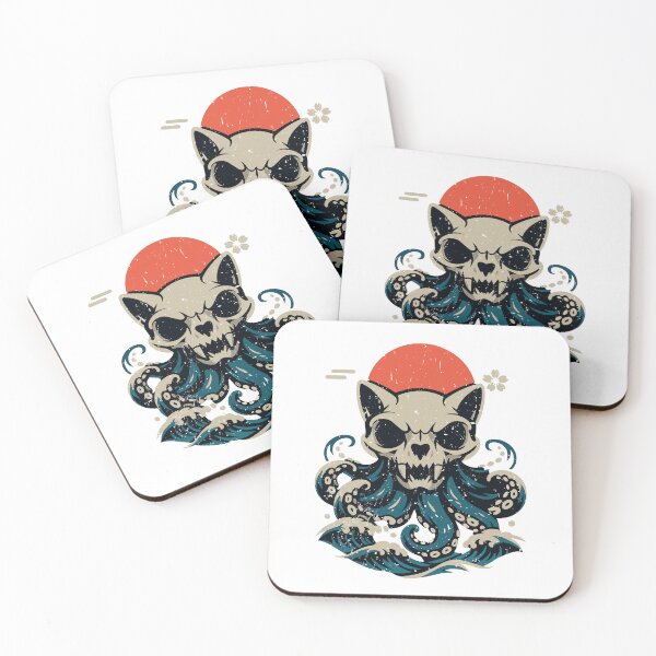 Item preview, Minimal Cat Skull Kraken and Japanese Red Sun designed and sold by crouchingpixel.