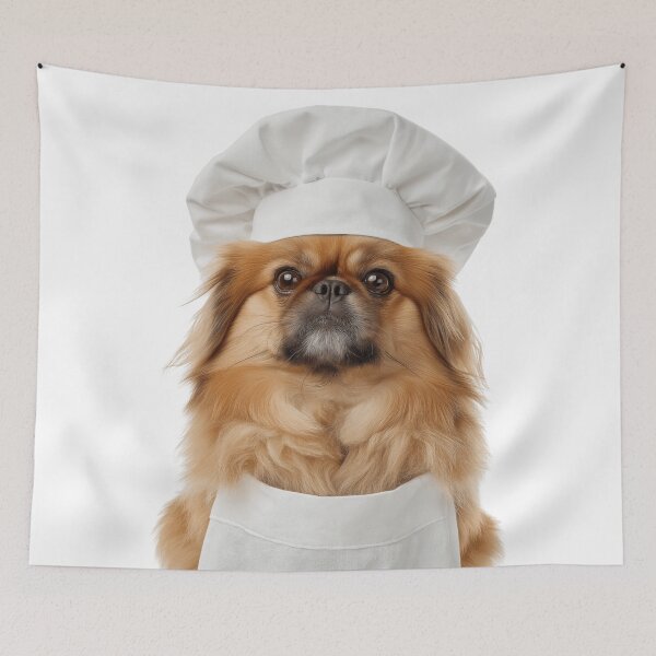 Item preview, Pekingese Chef Dog Funny Cooking Apron Hat Cute Pet Portrait designed and sold by LazyOwlStore.