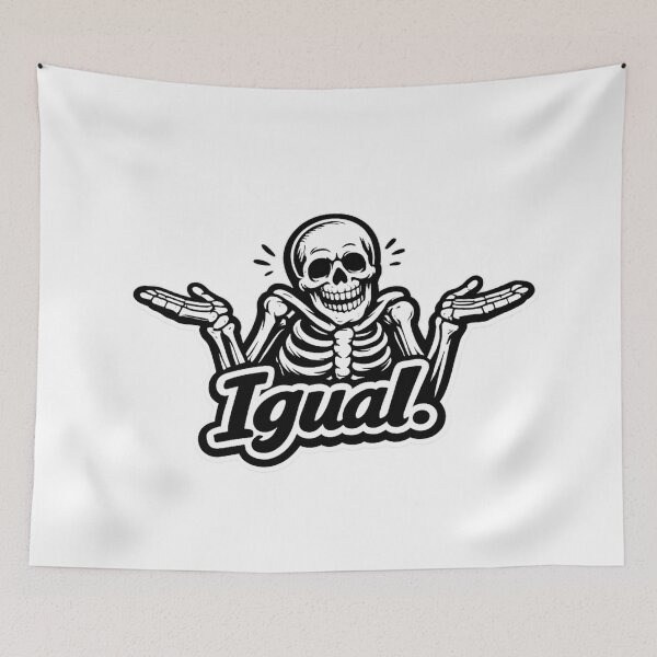 Item preview, Funny Skeleton Shrug Sticker – "Igual" Spanish Meme | Whatever Skeleton | Sarcastic Skull Cartoon | designed and sold by SkeletonMood.
