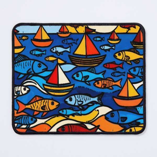 Item preview, Bold line Pop Art Sailboats and Fish designed and sold by Nexus Space.
