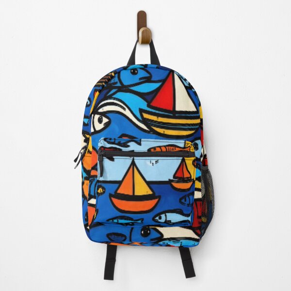 Item preview, Bold line Pop Art Sailboats and Fish  designed and sold by Nexus Space.