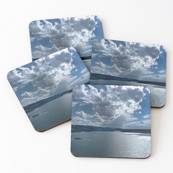 Item preview, Cumulus clouds over reservoir at Soldier Creek Dam in Utah designed and sold by lisavonbiela.