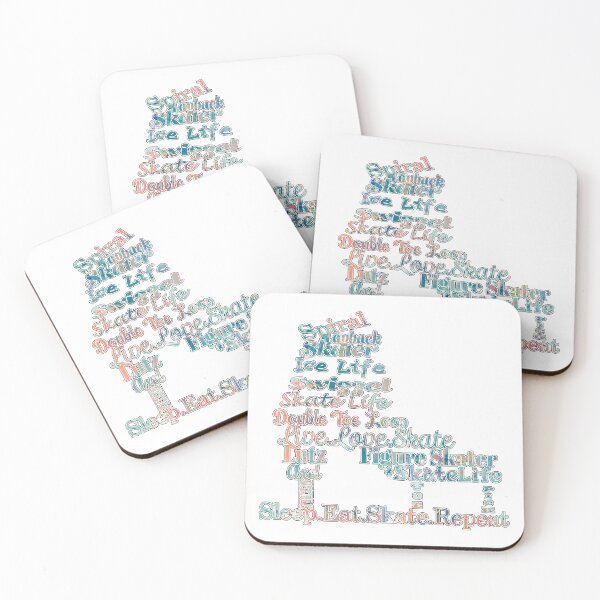 Item preview, Figure Skate- Skate Terms in Corals, Blues and White  Fluid Paint Pour Design- Perfect for Figure Skating Gifts designed and sold by Purposely Designed.