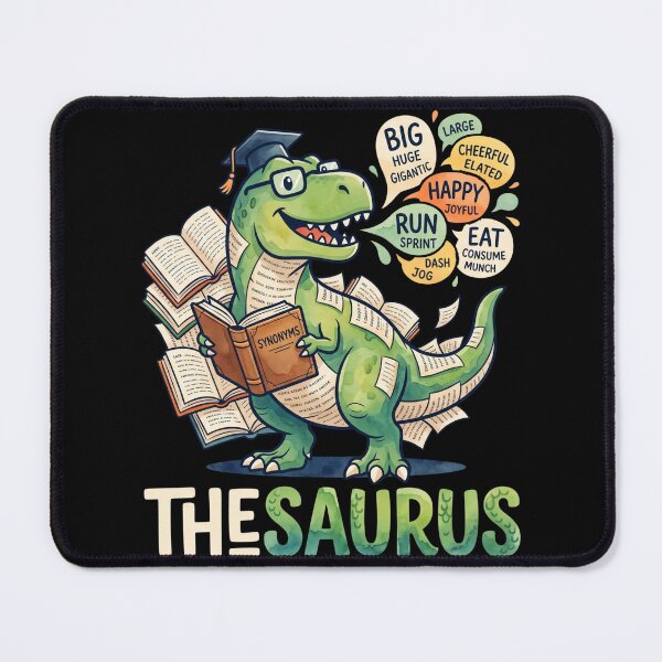 Item preview, Thesaurus Cute Dinosaur Pun Funny Book Lover Gift designed and sold by khaled-bahaa.