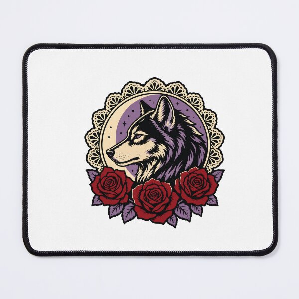Item preview, Gothic Wolf Roses Lace Moon Tattoo Design designed and sold by BoyleDesignShop.