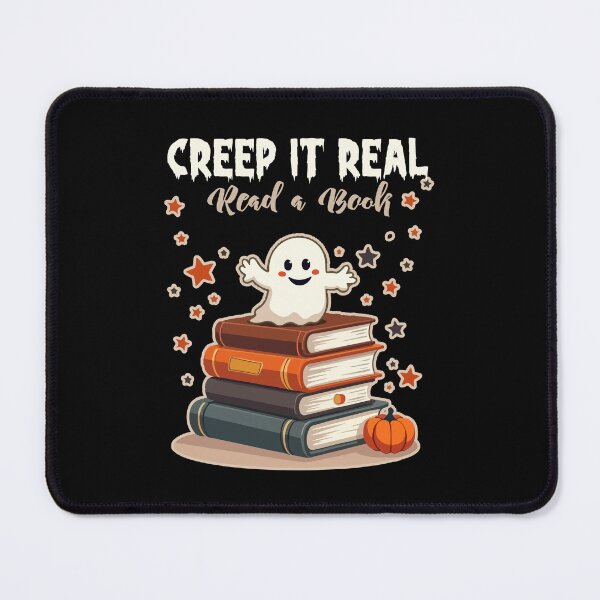 Item preview, Creep It Real Read A Book Cute Halloween Ghost Bookworm Graphic Design designed and sold by PixelDockStudio.