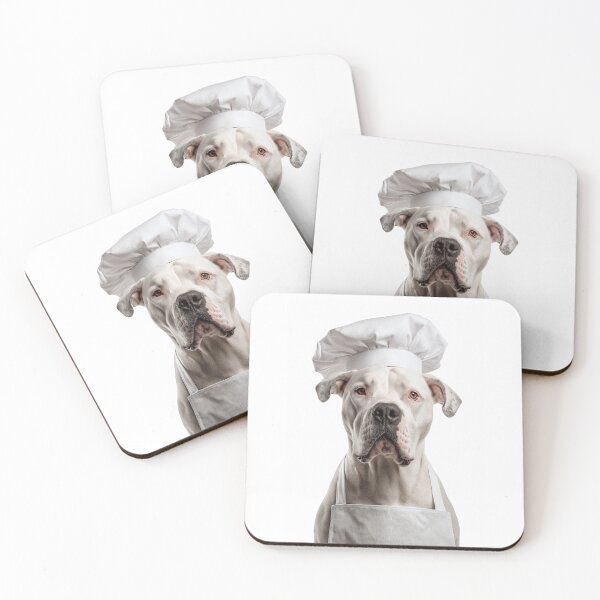 Item preview, Dogo Argentino Chef Dog Funny Cooking Apron Hat Cute Pet Portrait designed and sold by LazyOwlStore.
