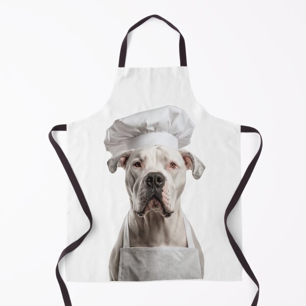 Item preview, Dogo Argentino Chef Dog Funny Cooking Apron Hat Cute Pet Portrait designed and sold by LazyOwlStore.