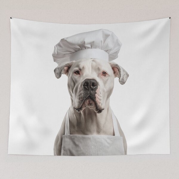 Item preview, Dogo Argentino Chef Dog Funny Cooking Apron Hat Cute Pet Portrait designed and sold by LazyOwlStore.
